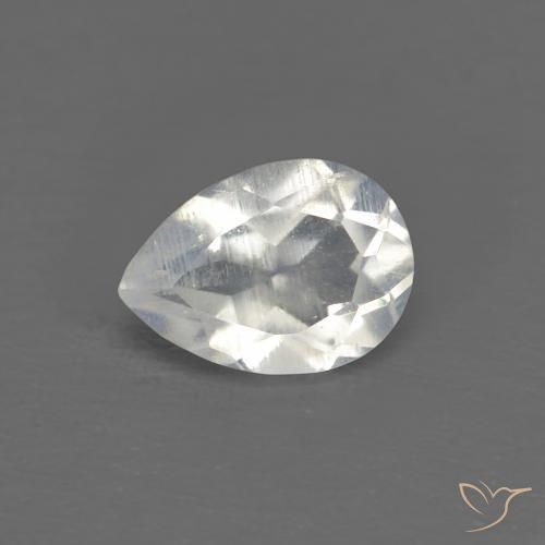 Pierre de lune arc-en-ciel Blanc bleuâtre naturelle En forme de poire, 0.65 ct, Transparent