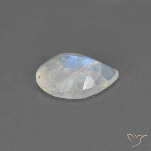Pierre de lune arc-en-ciel Blanc bleuâtre naturelle En forme de poire, 0.66 ct, Transparent