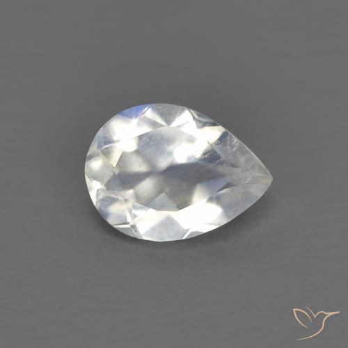 Pierre de lune arc-en-ciel Blanc bleuâtre naturelle En forme de poire, 0.64 ct, Transparent