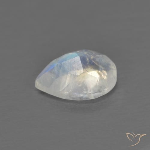 Pierre de lune arc-en-ciel Blanc bleuâtre naturelle En forme de poire, 0.73 ct, Transparent