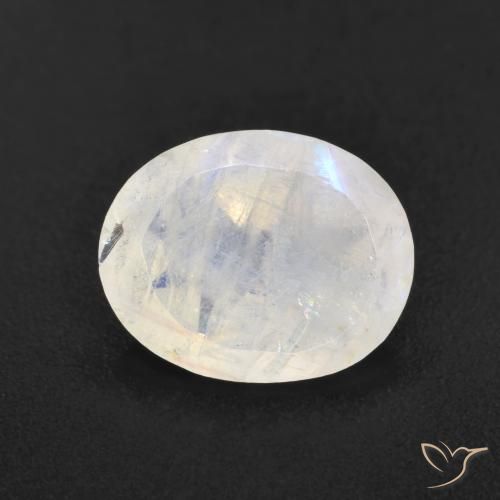 3.12ct Naturel Blanc bleuâtre Pierre de lune arc-en-ciel, ovale, Translucide