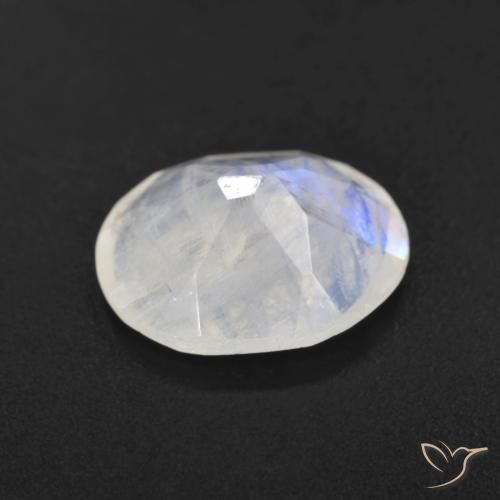 Pierre de lune arc-en-ciel Blanc bleuâtre naturelle ovale, 3.12 ct, Translucide