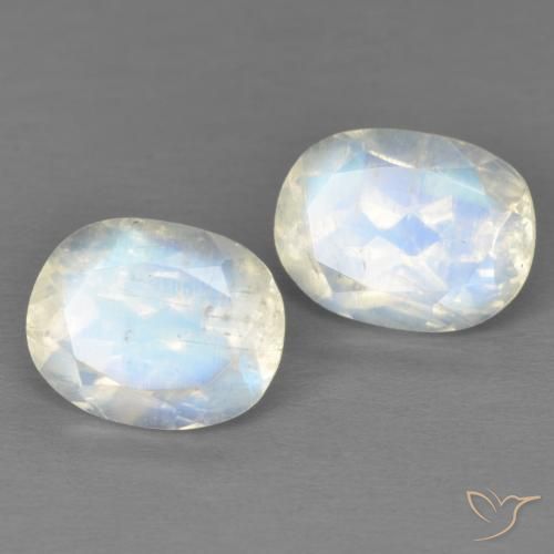 3.90ctw Naturel Blanc bleuâtre Pierre de lune arc-en-ciel, ovale, Transparent