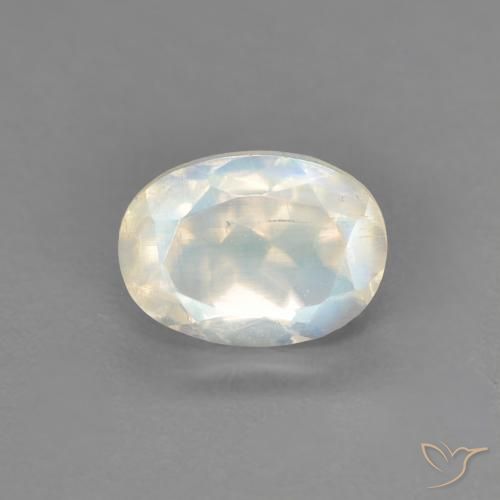 0.94ct Naturel Blanc bleuâtre Pierre de lune arc-en-ciel, ovale, Transparent