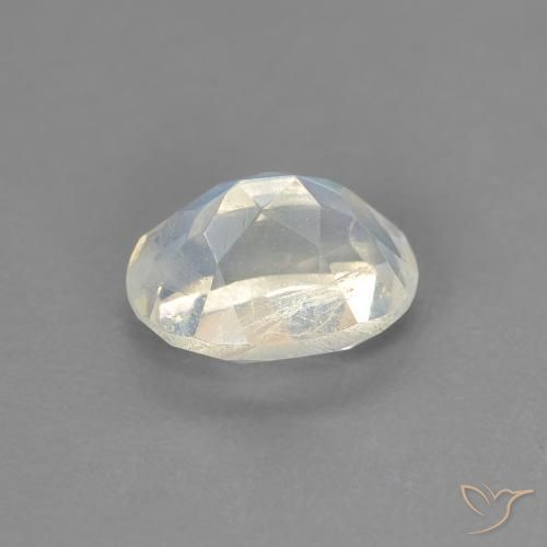 Pierre de lune arc-en-ciel Blanc bleuâtre naturelle ovale, 0.94 ct, Transparent