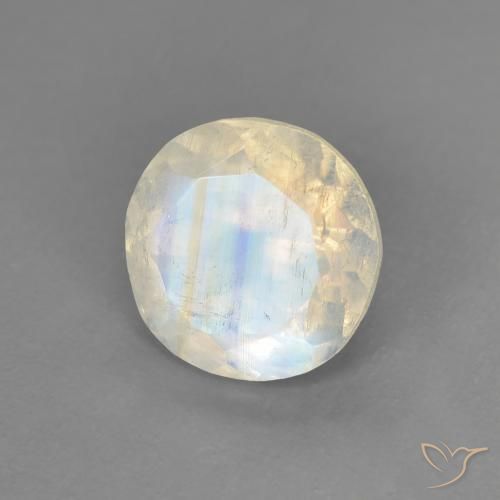 Pierre de lune arc-en-ciel Blanc bleuâtre naturelle Tour, 1.29 ct, Transparent