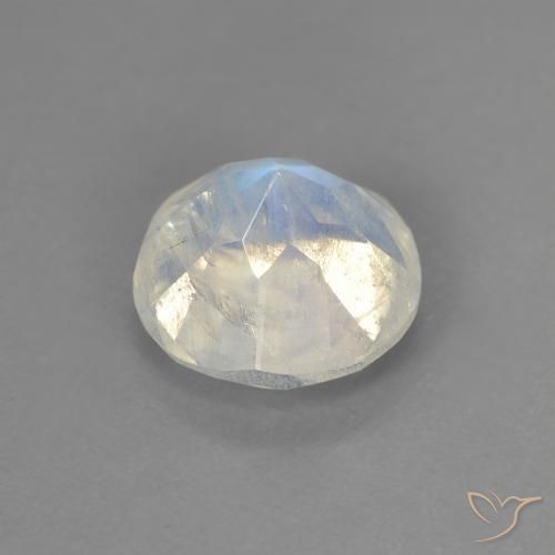 Pierre de lune arc-en-ciel Blanc bleuâtre naturelle Tour, 1.29 ct, Transparent