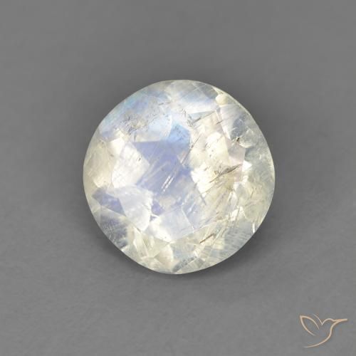 1.28ct Naturel Blanc bleuâtre Pierre de lune arc-en-ciel, Tour, Transparent