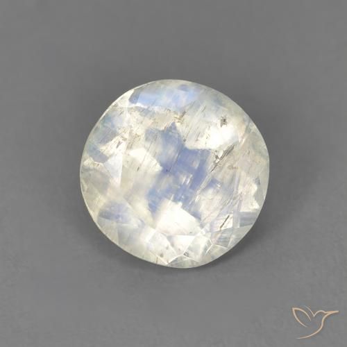 Pierre de lune arc-en-ciel Blanc bleuâtre naturelle Tour, 1.28 ct, Transparent