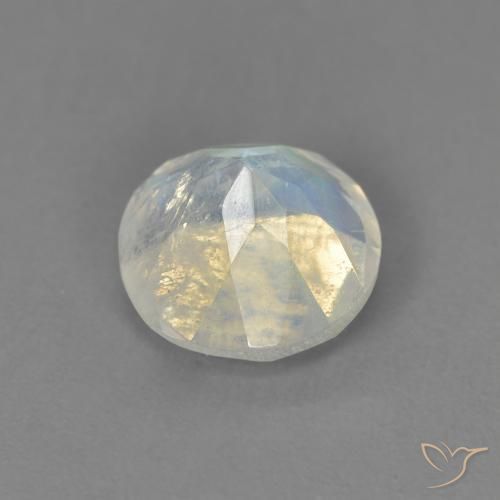 Pierre de lune arc-en-ciel Blanc bleuâtre naturelle Tour, 1.33 ct, Transparent