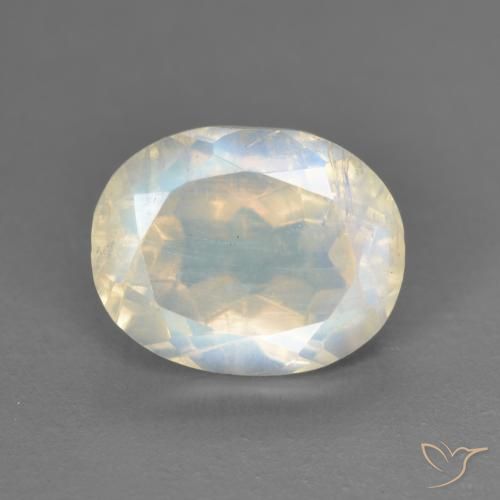 2.81ct Naturel Blanc bleuâtre Pierre de lune arc-en-ciel, ovale, Transparent