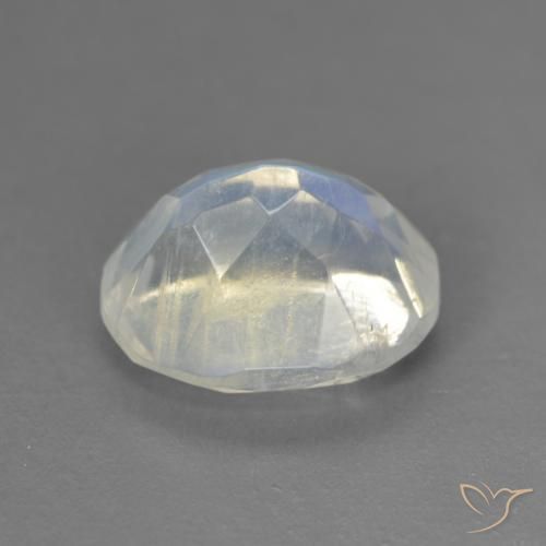 Pierre de lune arc-en-ciel Blanc bleuâtre naturelle ovale, 2.81 ct, Transparent
