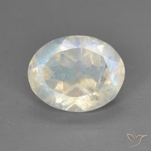 2.42ct Naturel Blanc bleuâtre Pierre de lune arc-en-ciel, ovale, Transparent