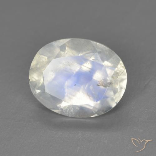 2.71ct Naturel Blanc bleuâtre Pierre de lune arc-en-ciel, ovale, Transparent