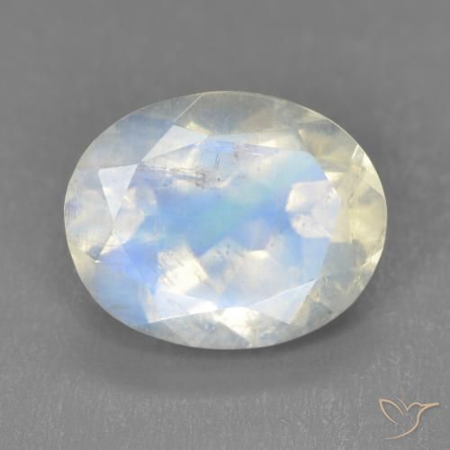 3.32ct Naturel Blanc bleuâtre Pierre de lune arc-en-ciel, ovale, Transparent