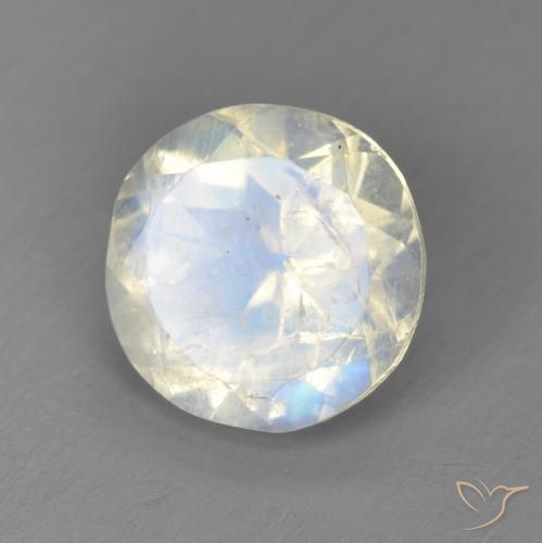 Pierre de lune arc-en-ciel Blanc bleuâtre naturelle Tour, 2.49 ct, Transparent