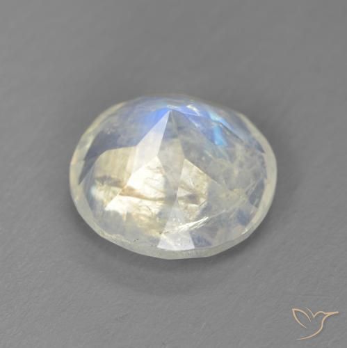 Pierre de lune arc-en-ciel Blanc bleuâtre naturelle Tour, 2.49 ct, Transparent