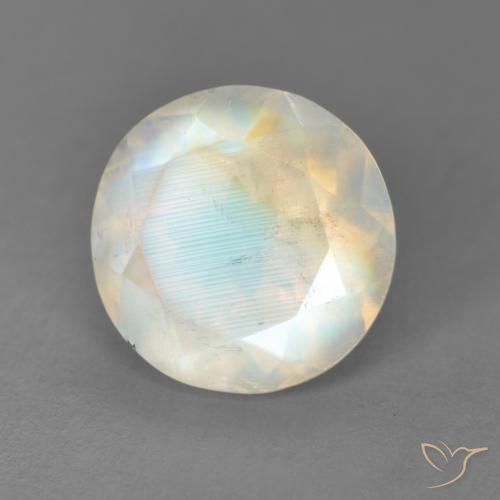 Pierre de lune arc-en-ciel Blanc bleuâtre naturelle Tour, 3.50 ct, Transparent