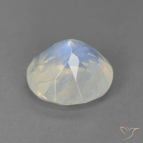 Pierre de lune arc-en-ciel Blanc bleuâtre naturelle Tour, 3.50 ct, Transparent