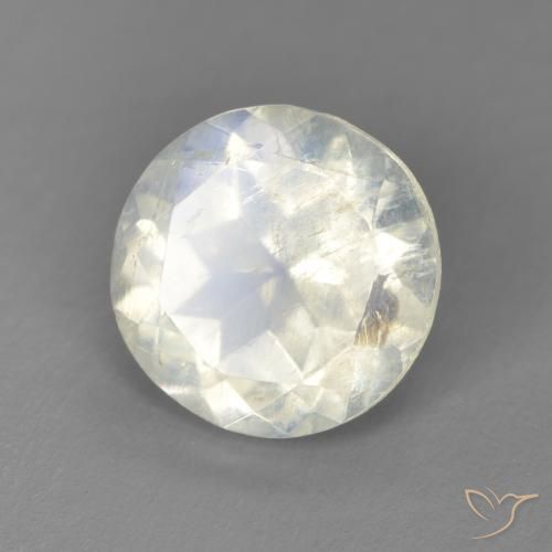 2.55ct Naturel Blanc bleuâtre Pierre de lune arc-en-ciel, Tour, Transparent