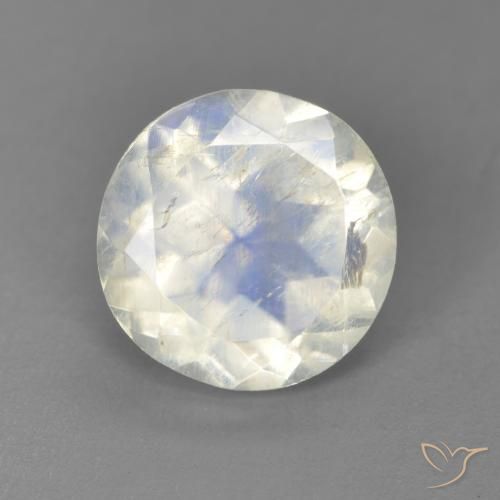 Pierre de lune arc-en-ciel Blanc bleuâtre naturelle Tour, 2.55 ct, Transparent