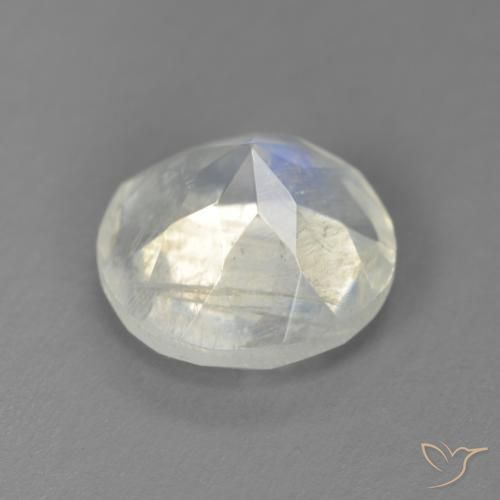 Pierre de lune arc-en-ciel Blanc bleuâtre naturelle Tour, 2.55 ct, Transparent