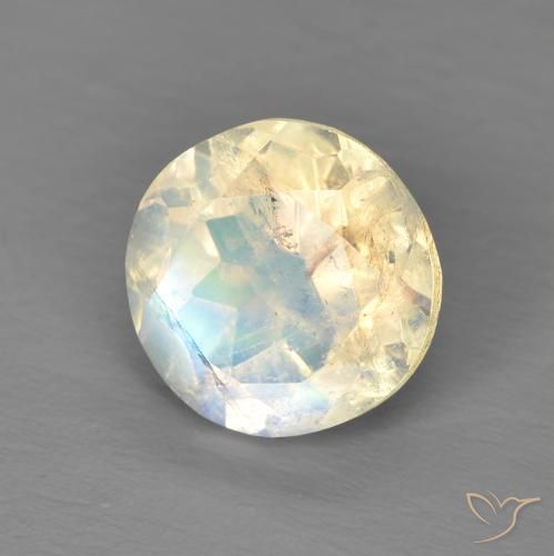Pierre de lune arc-en-ciel Blanc bleuâtre naturelle Tour, 1.86 ct, Transparent