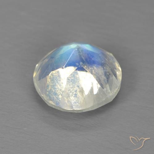 Pierre de lune arc-en-ciel Blanc bleuâtre naturelle Tour, 1.86 ct, Transparent