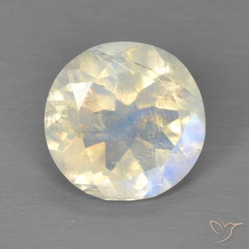 Pierre de lune arc-en-ciel Blanc bleuâtre naturelle Tour, 2.90 ct, Transparent