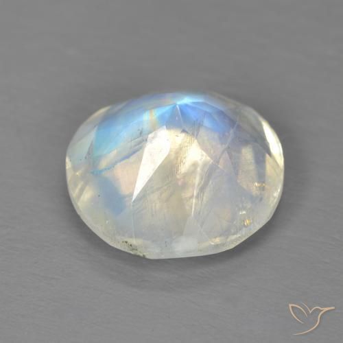 Pierre de lune arc-en-ciel Blanc bleuâtre naturelle Tour, 2.90 ct, Transparent