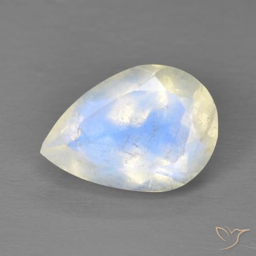 Pierre de lune arc-en-ciel Blanc bleuâtre naturelle En forme de poire, 4.87 ct, Transparent