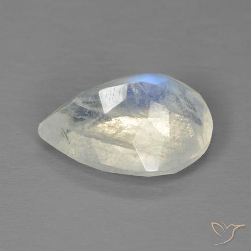 Pierre de lune arc-en-ciel Blanc bleuâtre naturelle En forme de poire, 4.87 ct, Transparent