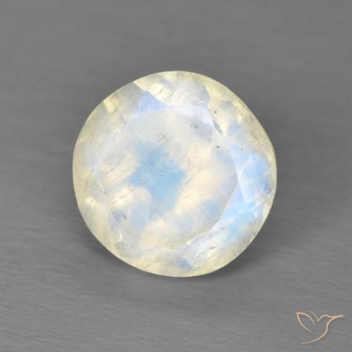 Pierre de lune arc-en-ciel Blanc bleuâtre naturelle Tour, 2.03 ct, Transparent