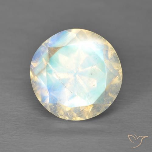 2.98ct Naturel Blanc bleuâtre Pierre de lune arc-en-ciel, Tour, Transparent
