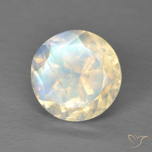 Pierre de lune arc-en-ciel Blanc bleuâtre naturelle Tour, 2.98 ct, Transparent
