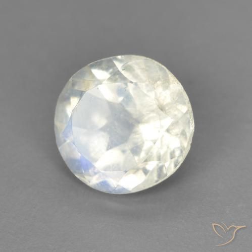 Pierre de lune arc-en-ciel Blanc bleuâtre naturelle Tour, 1.34 ct, Transparent
