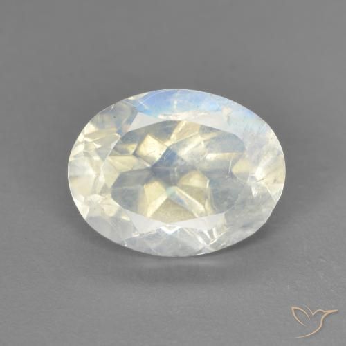 1.92ct Naturel Blanc bleuâtre Pierre de lune arc-en-ciel, ovale, Transparent