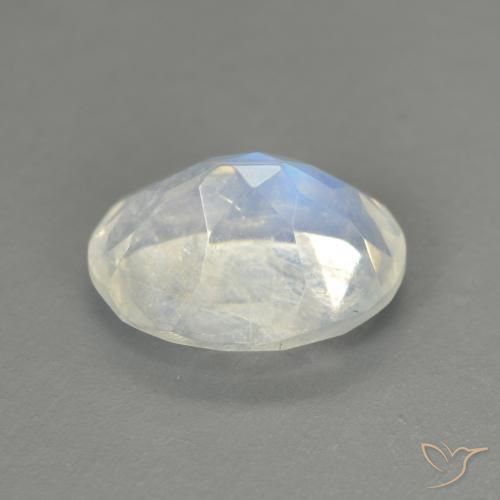 Pierre de lune arc-en-ciel Blanc bleuâtre naturelle ovale, 1.92 ct, Transparent
