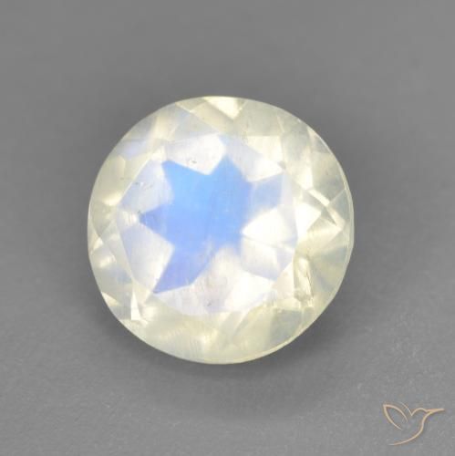 Pierre de lune arc-en-ciel Blanc bleuâtre naturelle Tour, 1.90 ct, Transparent