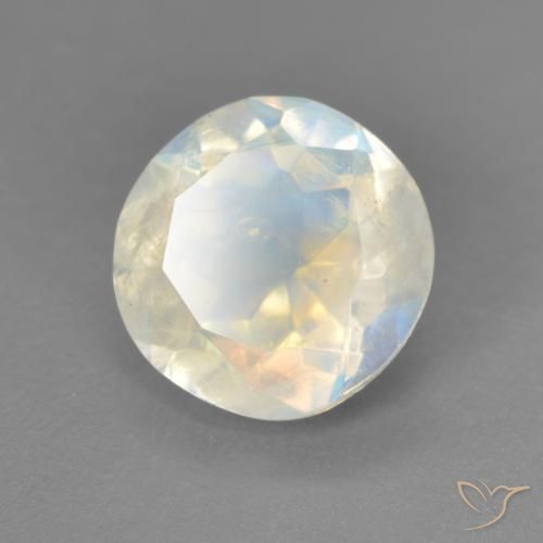 Pierre de lune arc-en-ciel Blanc bleuâtre naturelle Tour, 1.71 ct, Transparent