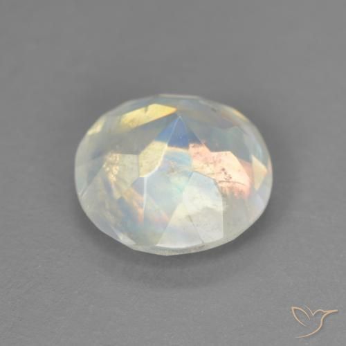 Pierre de lune arc-en-ciel Blanc bleuâtre naturelle Tour, 1.71 ct, Transparent