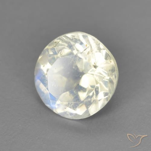 Pierre de lune arc-en-ciel Blanc bleuâtre naturelle Tour, 1.39 ct, Transparent
