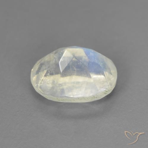 Pierre de lune arc-en-ciel Blanc bleuâtre naturelle ovale, 1.52 ct, Transparent