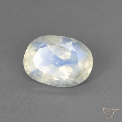 1.22ct Naturel Blanc bleuâtre Pierre de lune arc-en-ciel, ovale, Transparent