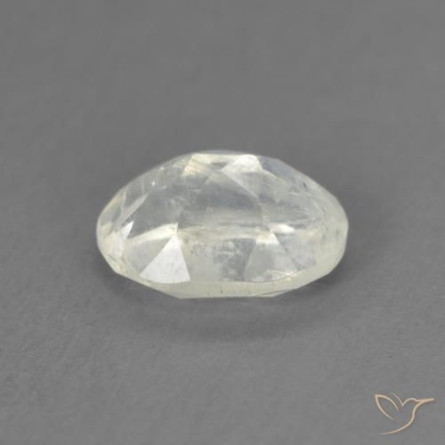 Pierre de lune arc-en-ciel Blanc bleuâtre naturelle ovale, 1.22 ct, Transparent