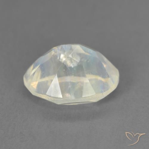 Pierre de lune arc-en-ciel Blanc bleuâtre naturelle ovale, 1.91 ct, Transparent