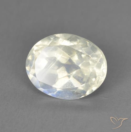 Pierre de lune arc-en-ciel Blanc bleuâtre naturelle ovale, 1.90 ct, Transparent