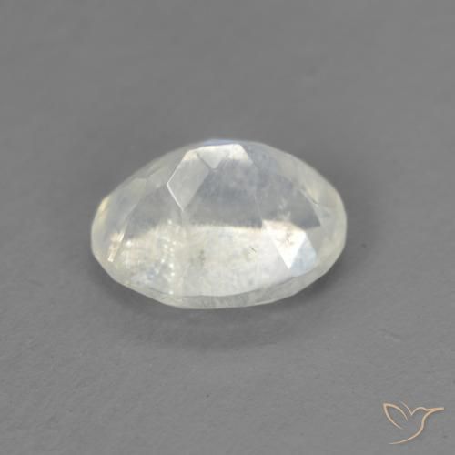 Pierre de lune arc-en-ciel Blanc bleuâtre naturelle ovale, 1.30 ct, Transparent