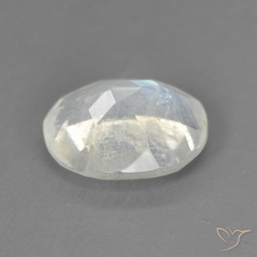 Pierre de lune arc-en-ciel Blanc bleuâtre naturelle ovale, 1.85 ct, Transparent