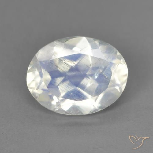1.84ct Naturel Blanc bleuâtre Pierre de lune arc-en-ciel, ovale, Transparent